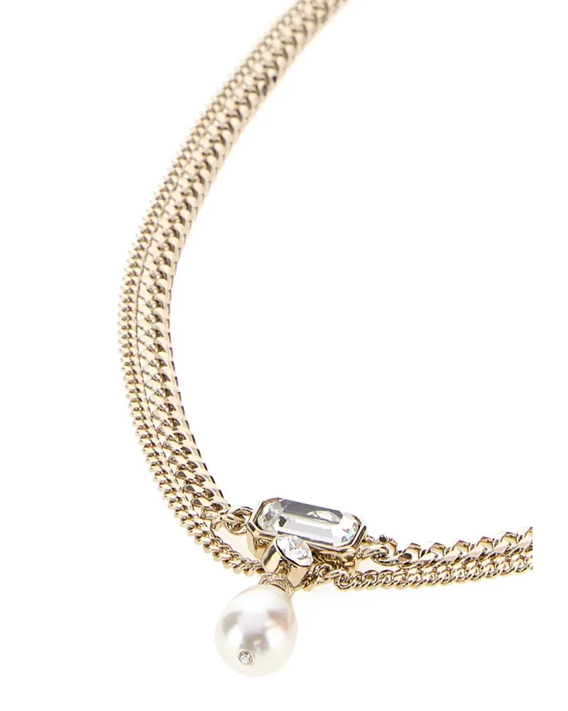 Alexander McQueen Women's Platinum Metal Skull Necklace 0953pearlstrass Necklaces Gold