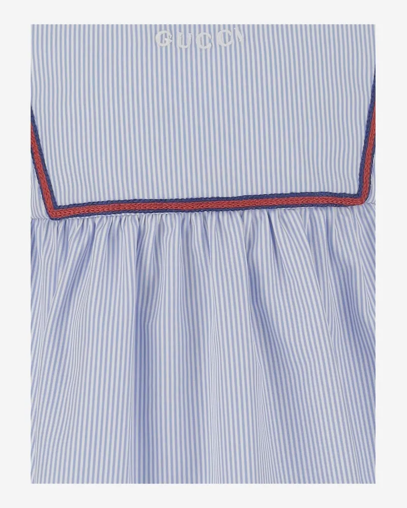 Gucci Girls' Cotton Dress With Logo Light Blue Blue