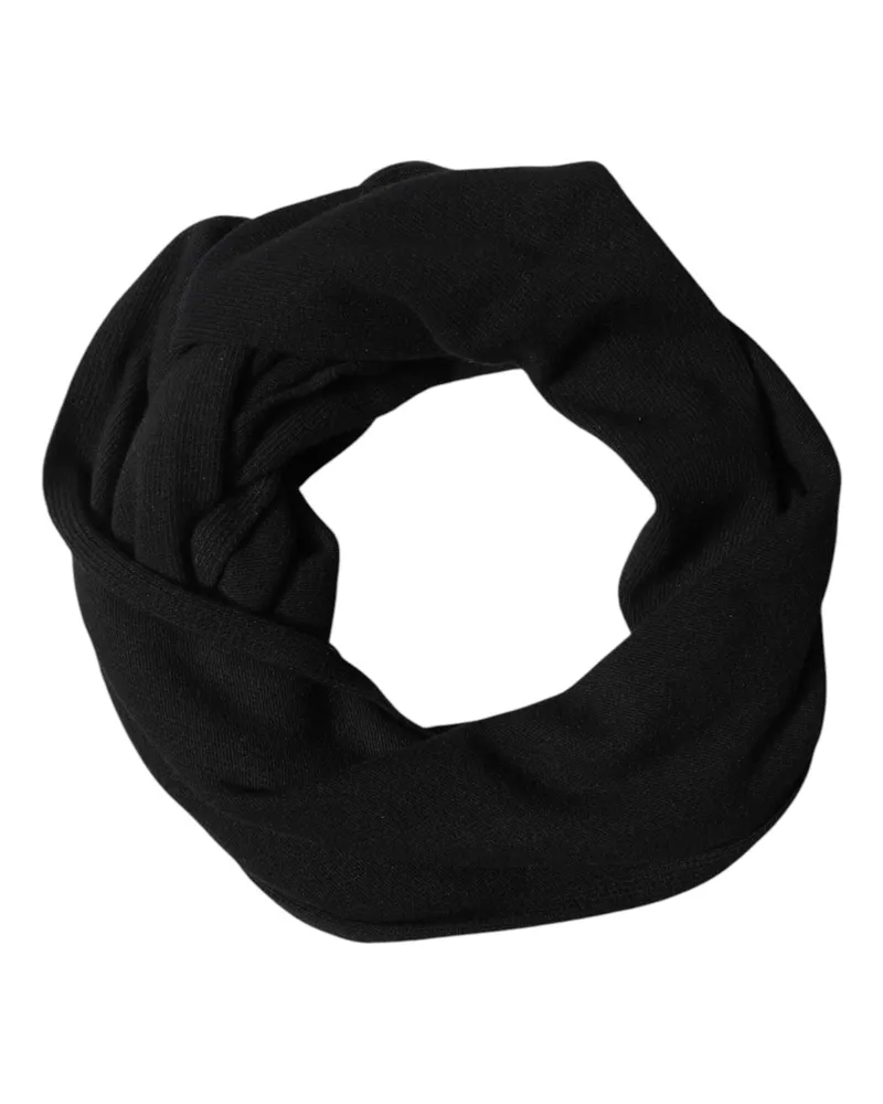 Dolce & Gabbana Black Wool Knit Neck Wrap Shawl Men Scarf Black