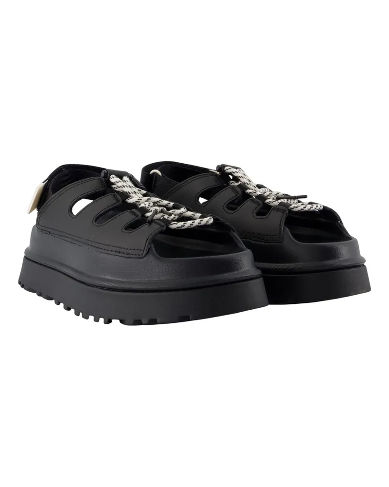 UGG Women's Goldenglow Toggle Sandals -  Leather Black Calfskin Shoes Black