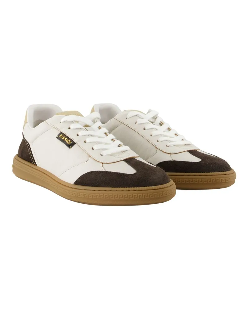 Versace Men's Sneakers -  Leather Multicolor White Lambskin Shoes White
