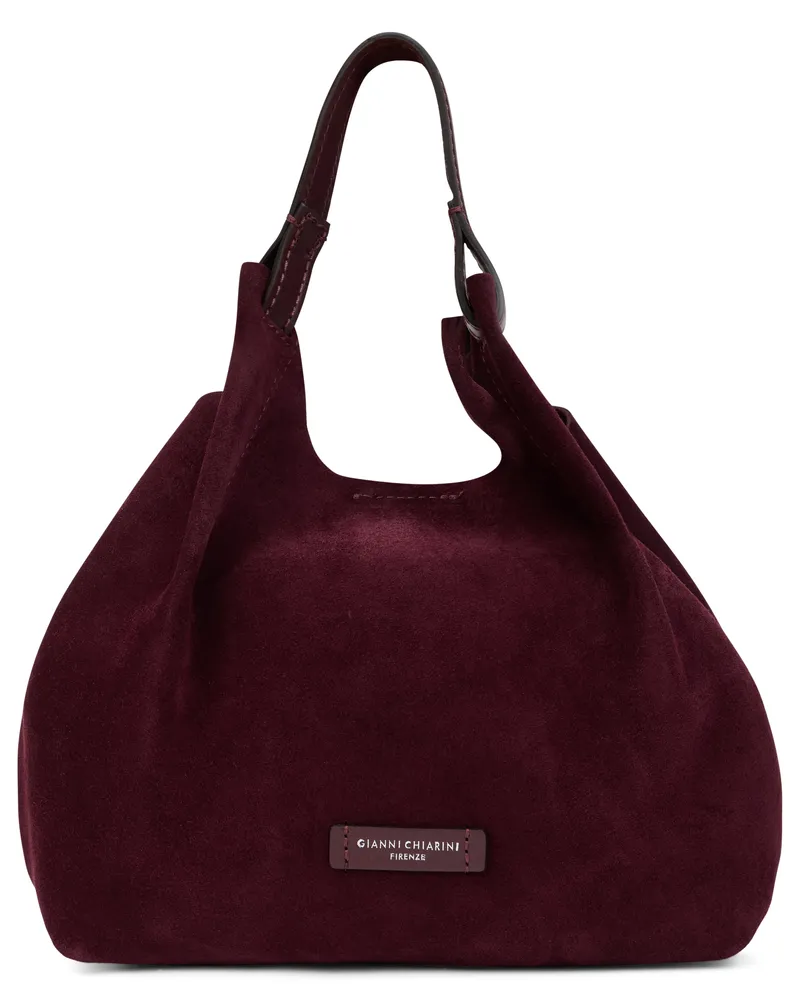 Gianni Chiarini Women's Shoulder Bag Suede Burgundy Calfskin Handbags Hand Burgundy
