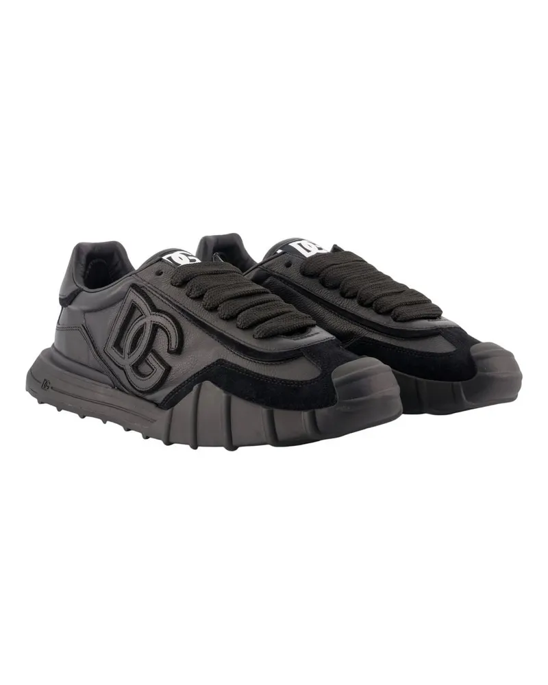 Dolce & Gabbana Men's Dg Athletic Sneakers -  Leather Black Calfskin Shoes Black
