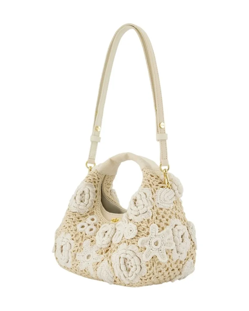 Ganni Women's Hobo Mini Purse Cotton White Handbags-purses White