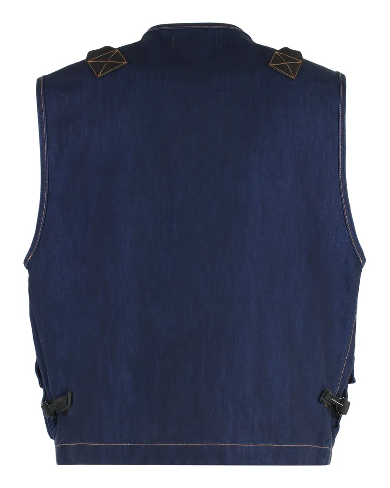 Stone Island Men's Utility Gilet Denim Blue Cotton Waistcoats & Gilets Blue