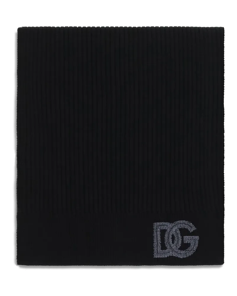 Dolce & Gabbana Ribbed Virgin Wool Scarf — Black Black