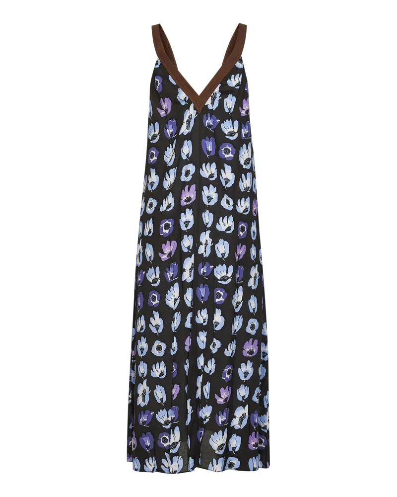 Prada Women's Purple Viscose Printed Midi Dress Black