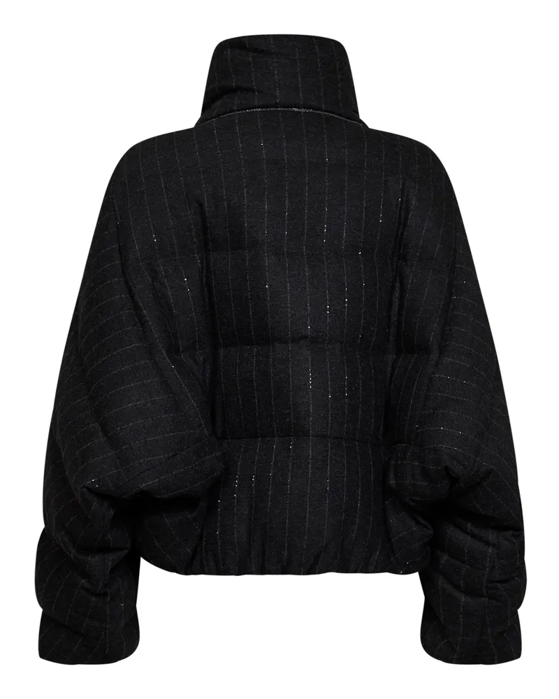 Brunello Cucinelli Women's Puffer Jacket Anthracite Wool-Blend Grey Gray