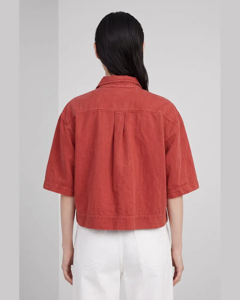 Brunello Cucinelli Cotton-Linen Oversized Jacket — Red Red