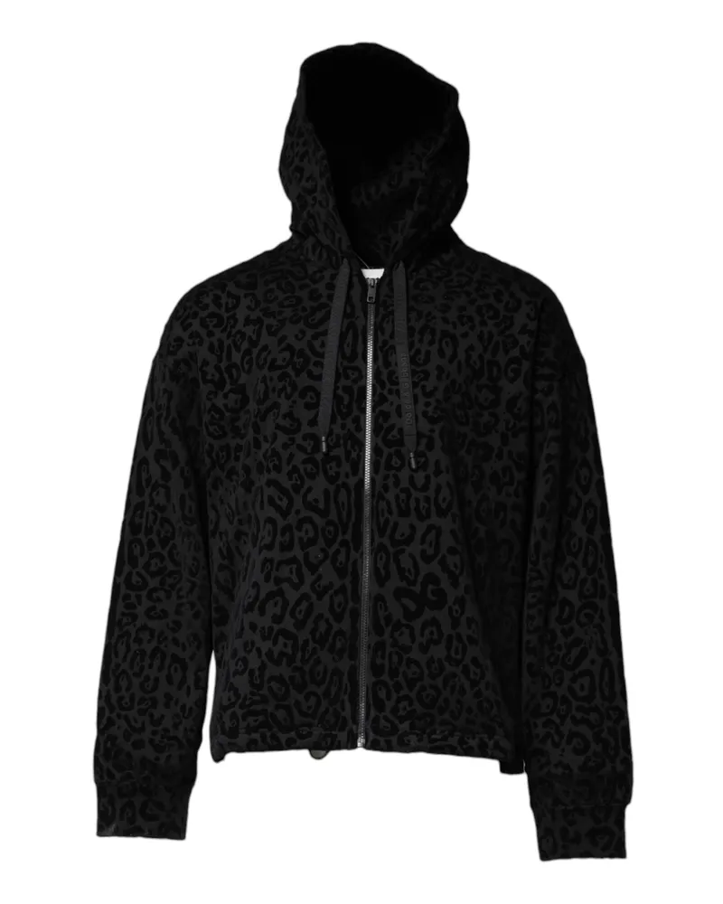 Dolce & Gabbana Men's Black Leopard Full Zip Hooded Sweatshirt Sweater Cotton Clothing Black