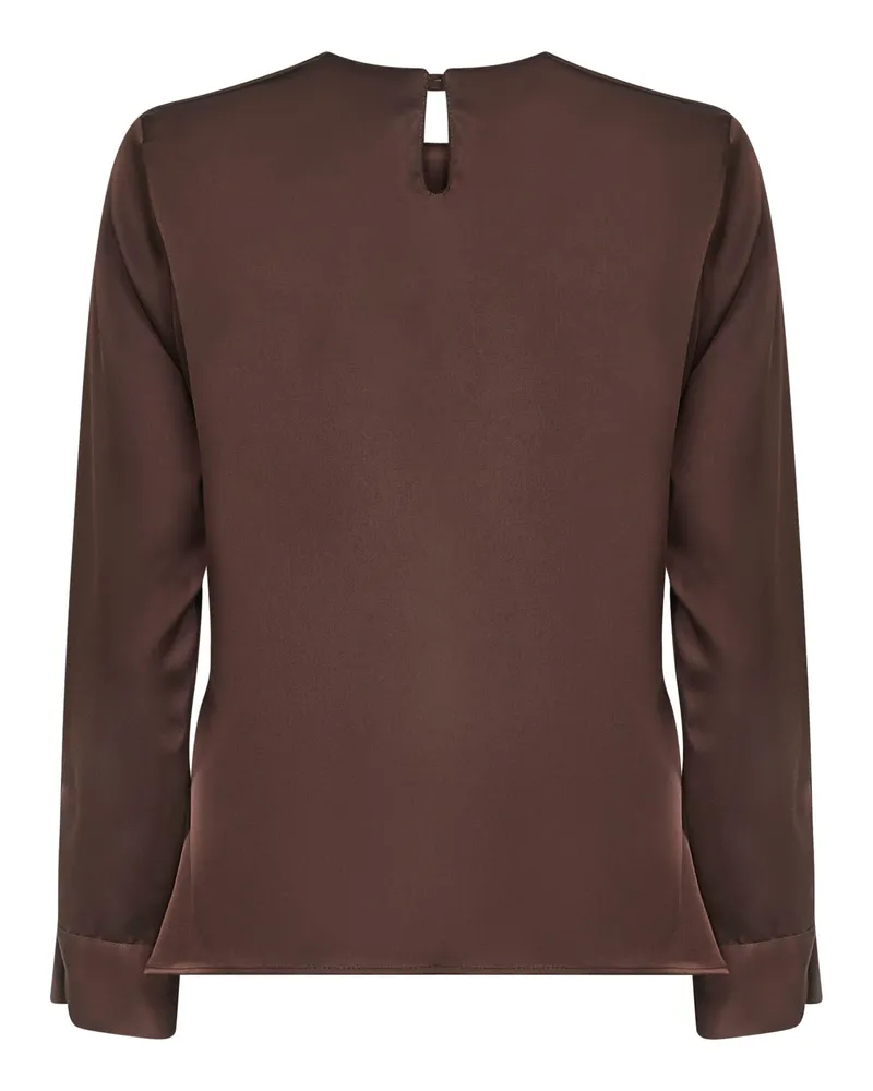 Blanca Women's Coffee Satin Cesta Blouse Brown Polyester Shirt Brown
