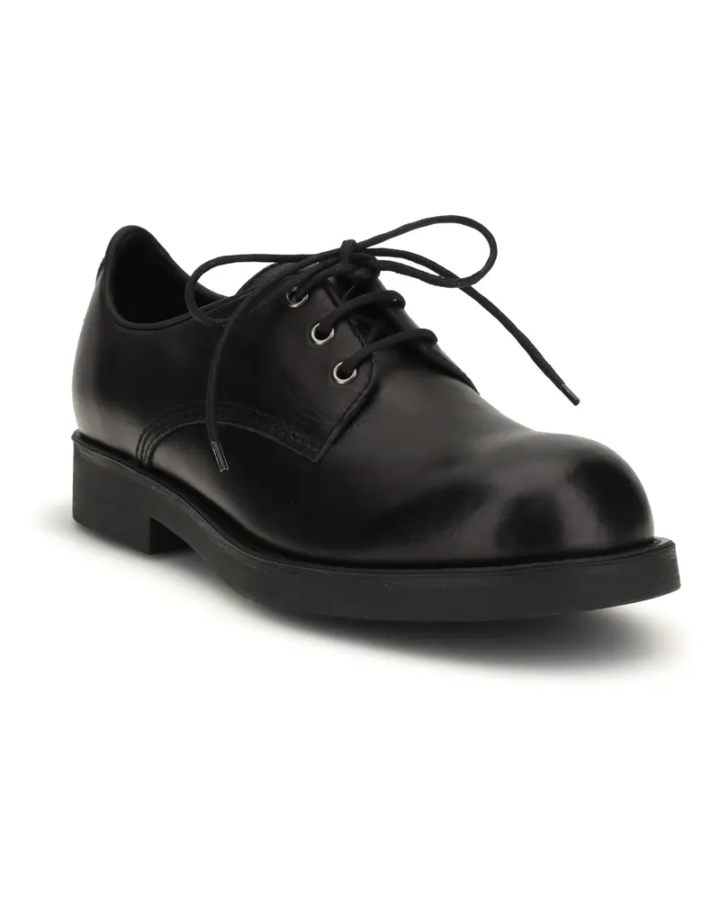 Maison Margiela Men's Biker Lace-Up Shoes Black Calf Leather Bos Taurus Lace Up Black