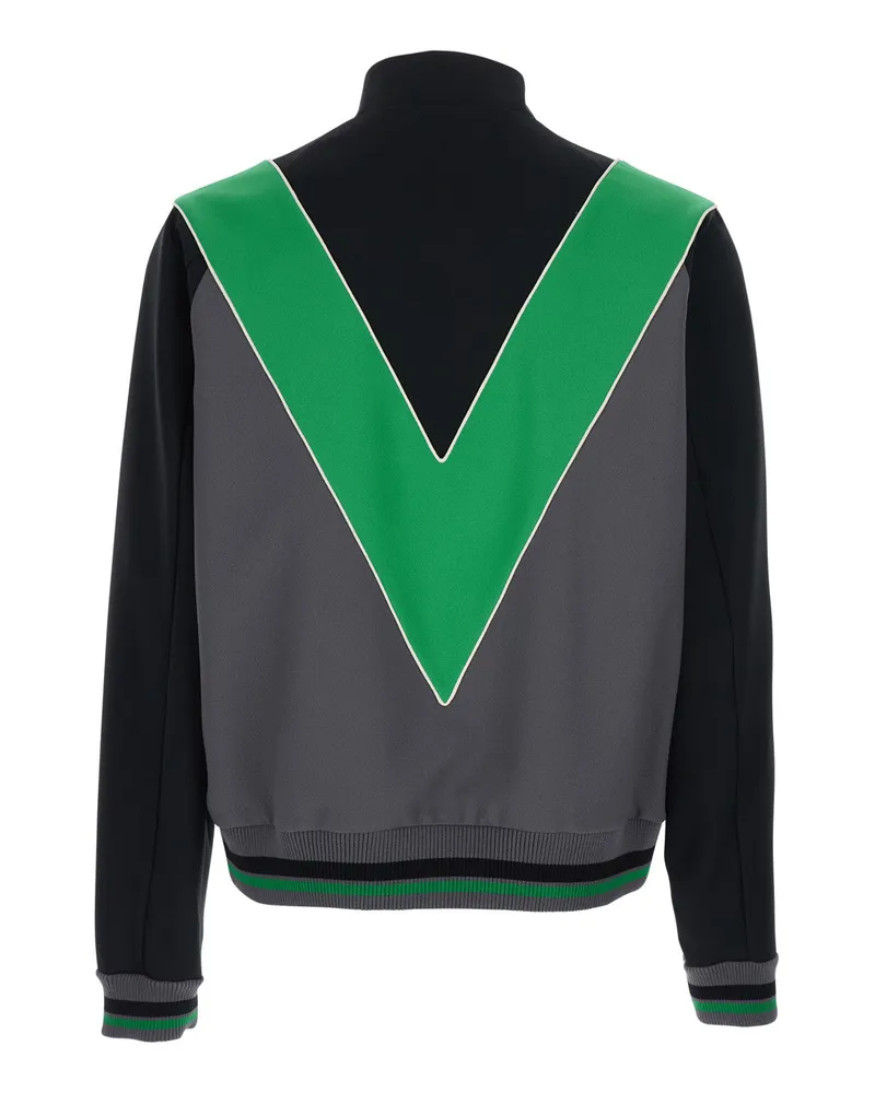 Valentino Garavani Men's High-Neck Sweatshirt V-Inlay Black Polyester Sweatshirts Sweater Black