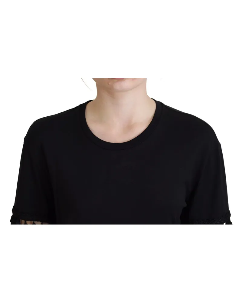 Dolce & Gabbana Women's Black T-Shirt Blouse Tassle Cotton Black