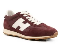 Suede and Nylon Color-Block Sneaker — Burgundy