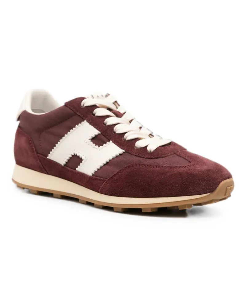 Hogan Suede and Nylon Color-Block Sneaker — Burgundy Burgundy