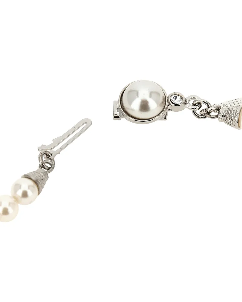 Alessandra Rich Pearl and Crystal Strand Necklace — White White