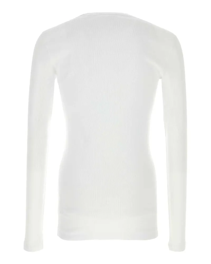 Dolce & Gabbana Men's White Stretch Cotton T-Shirt Biancoottico Exterior: Elastane Maglieria Sweater White
