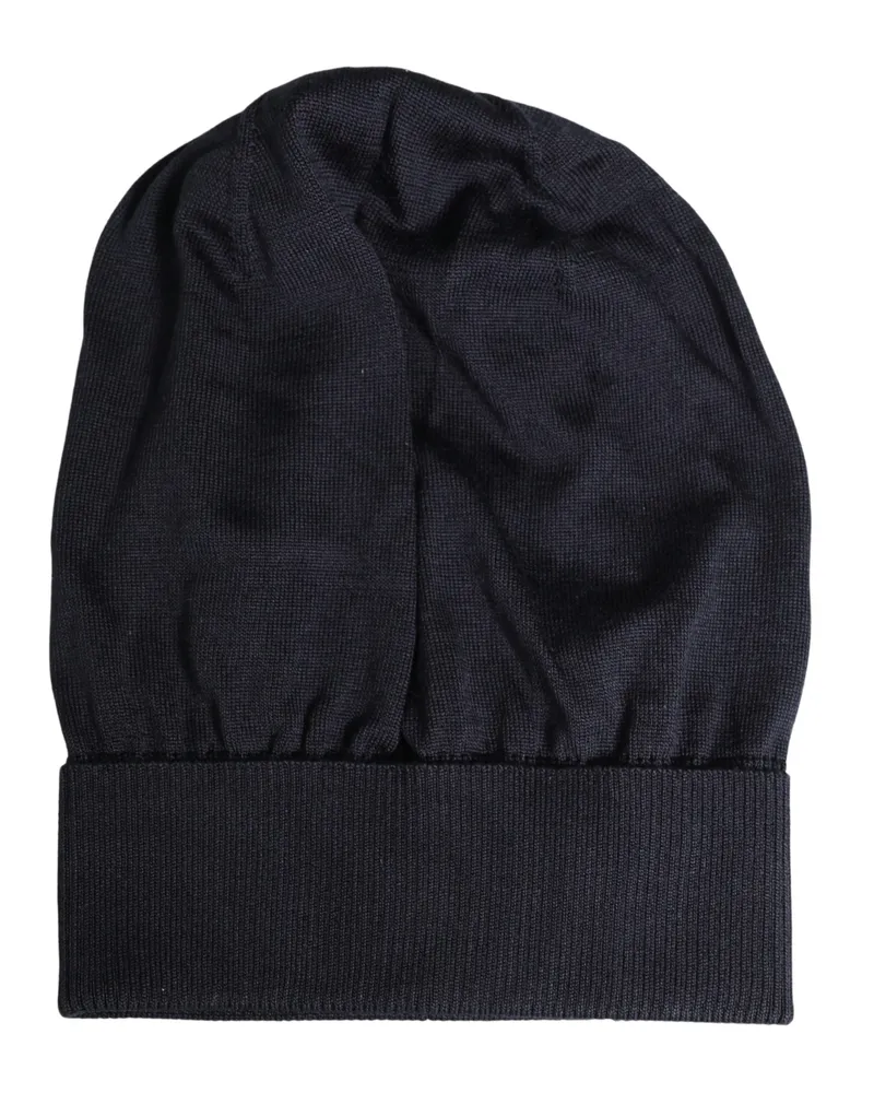 Dolce & Gabbana Men's Black Solid Wool Knitted Winter Beanie Cap Hat Virgin Black