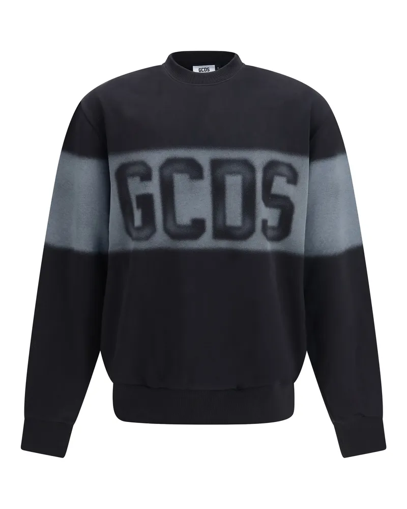 GCDS Logo Spray Cotton Sweatshirt — Black Black