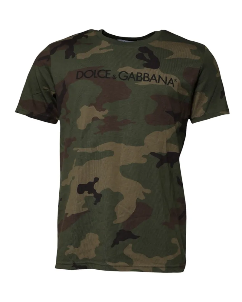 Dolce & Gabbana Men's Multicolor Camouflage Cotton Crew Neck T-Shirt Multicolor