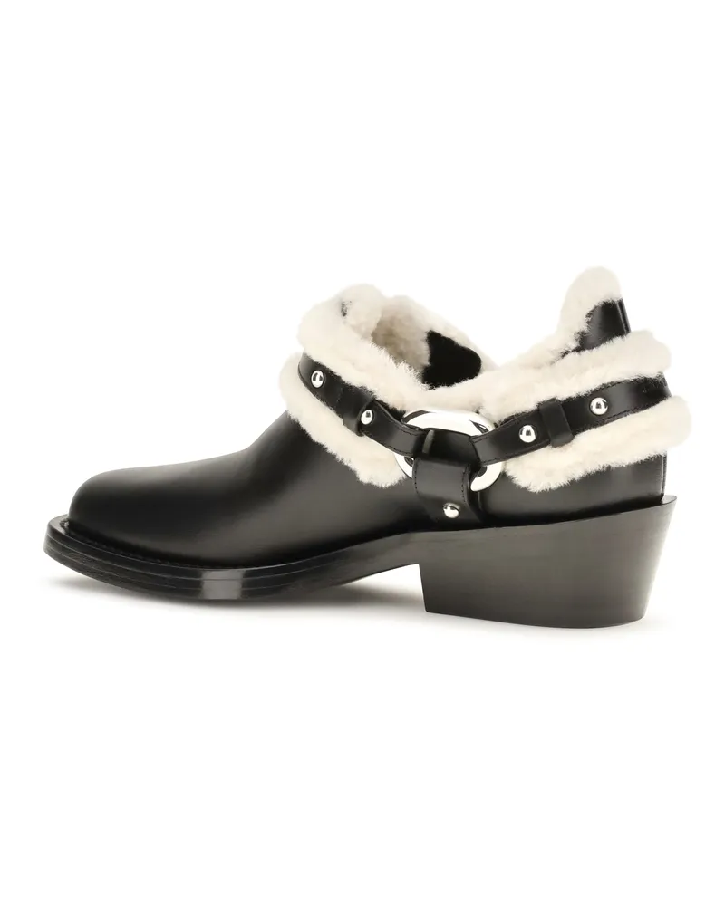 Paco Rabanne Women's Biker Ankle Boot Black Calf Leather Black