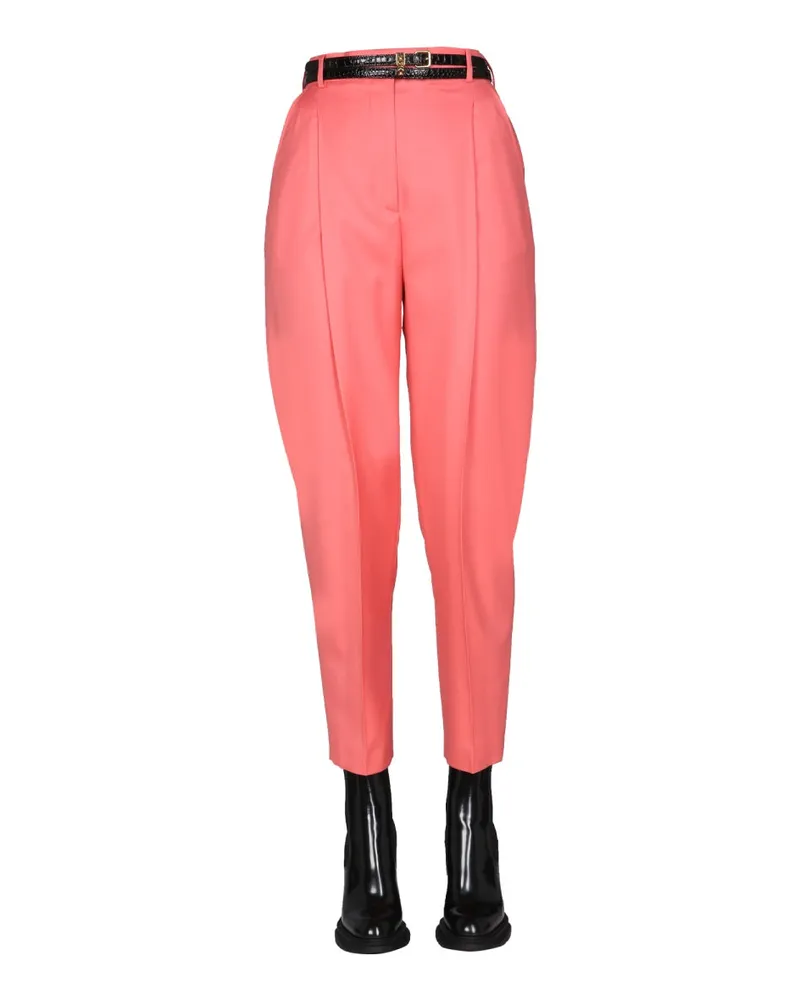 Alexander McQueen Peg Leg Wool Trousers — Pink Pink