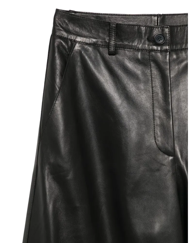 P.A.R.O.S.H. Leather Wide-Leg Trousers — Black Black