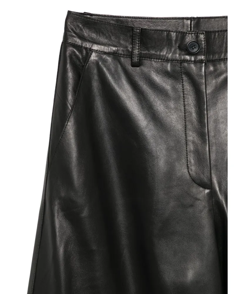 P.A.R.O.S.H. Leather Wide-Leg Trousers — Black Black