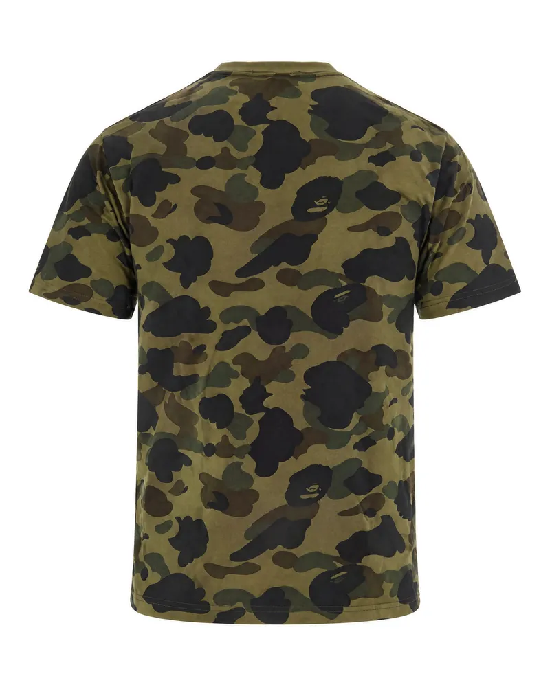 BAPE Logo-Printed Camouflage Cotton T-Shirt — Green Green