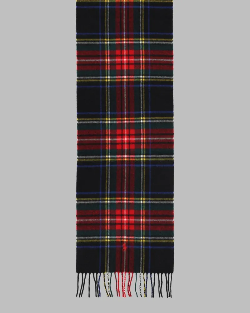 Ralph Lauren Men's Fringed Scarf Cashmere Black Scarfs Black