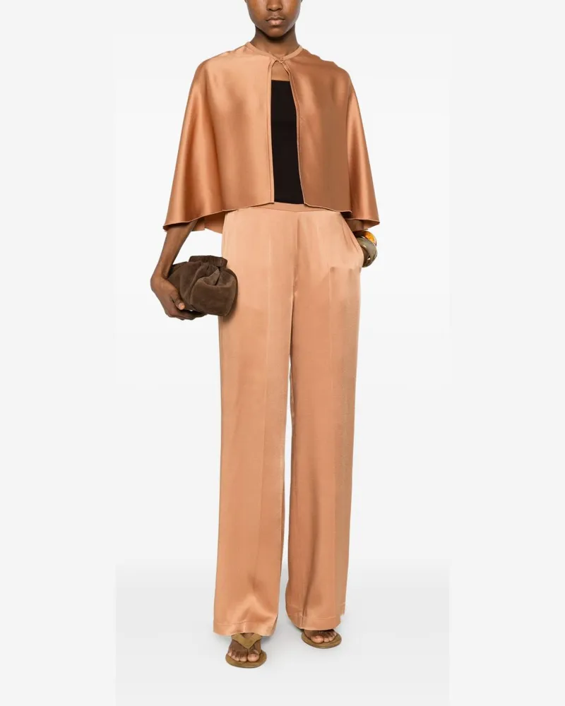 forte_forte Satin Wide-Leg Trousers — Copper Brown Copper