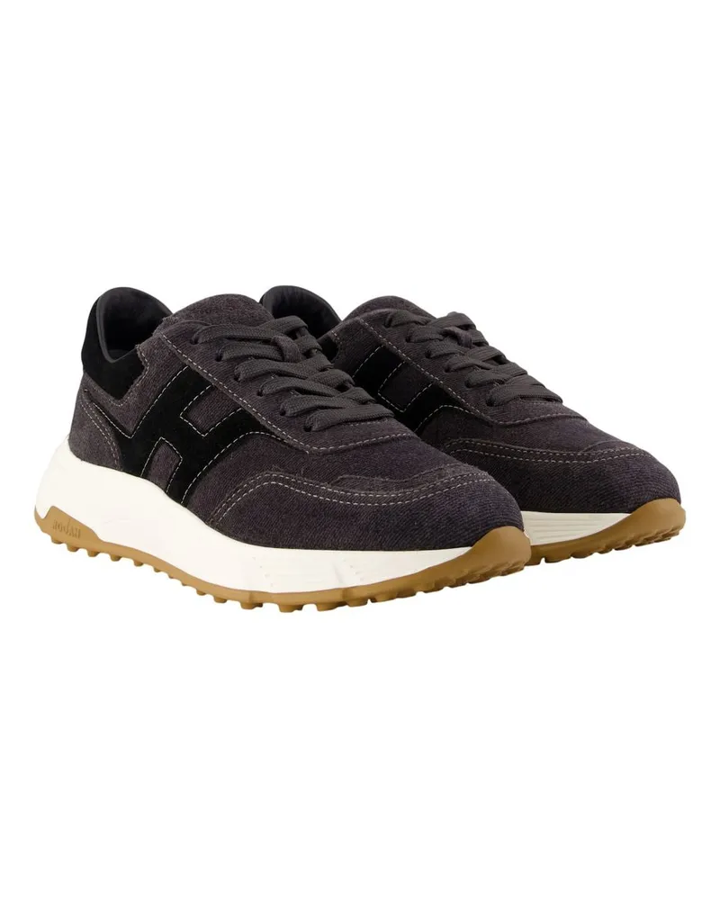 Hogan Men's Hyperlight Allacciato H Sneakers -  Leather Black Calfskin Shoes Black