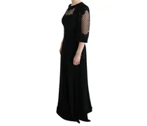 Lace-Trimmed Maxi Dress — Black