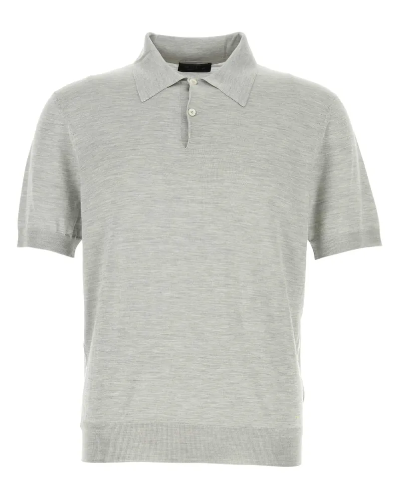 Prada Men's Recycled Silk Polo Shirt Gray Gray