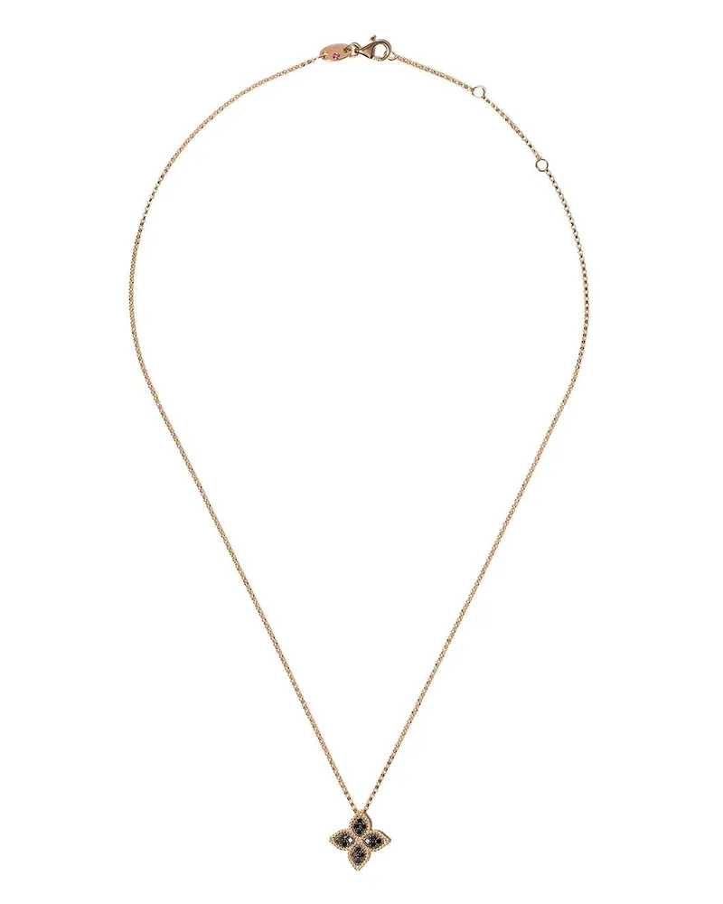 Roberto Coin Women's 18kt Rose Gold Diamond Princess Flower Necklace Continuty Rose