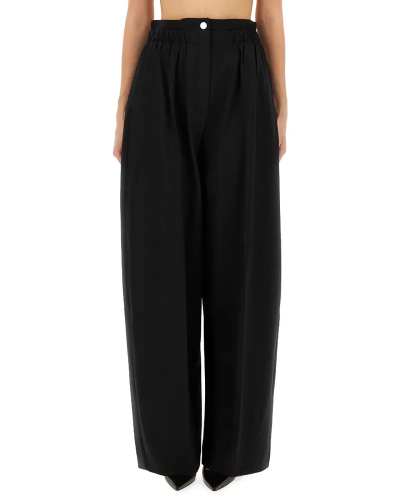 SPORTMAX Virgin Wool Wide-Leg Trousers — Black Black
