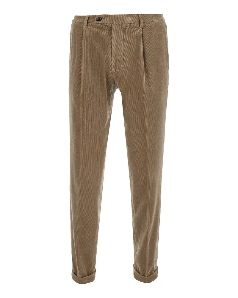 MICHAEL COAL Tech Fabric Cotton Trousers — Beige Beige