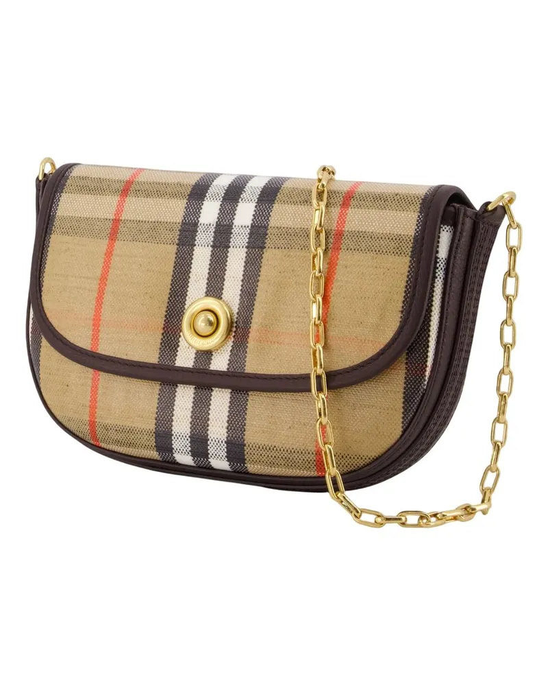 Burberry Women's Ls Highlands Chain Mini Crossbody -  Cotton Beige Bags Crossbodies Beige