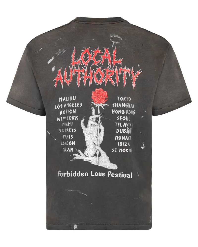 Local Authority Men's Printed Cotton T-Shirt Black T-Shirts And Polos Black