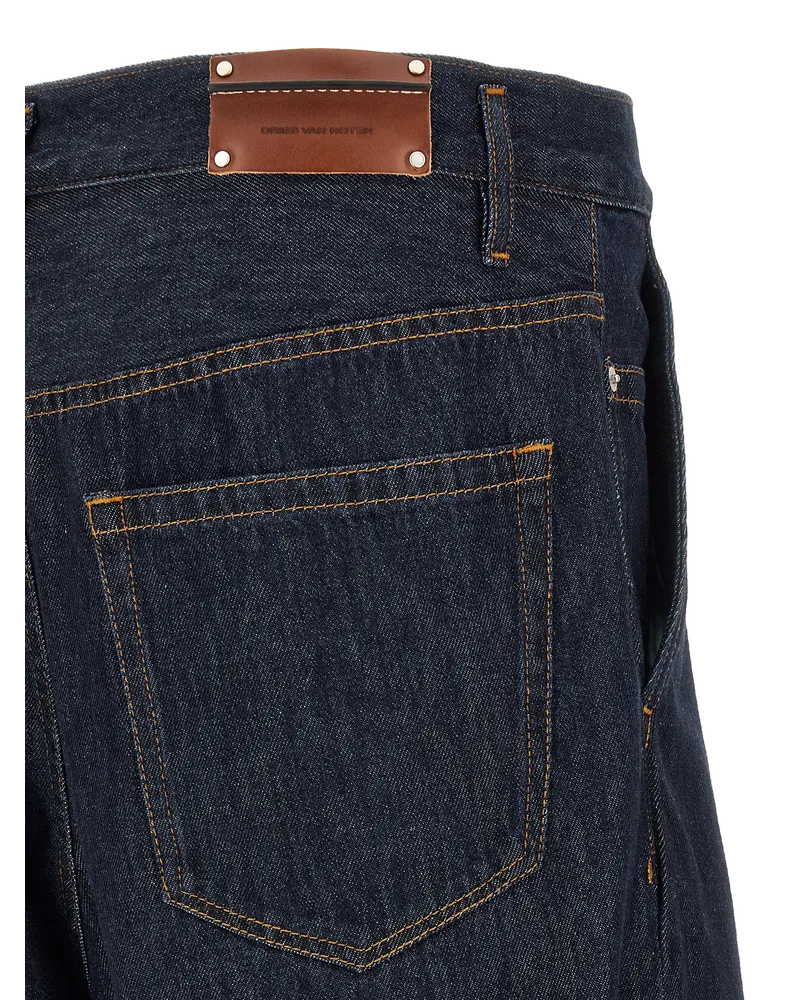 Dries van Noten Wide-Leg Cotton Jeans — Blue Blue