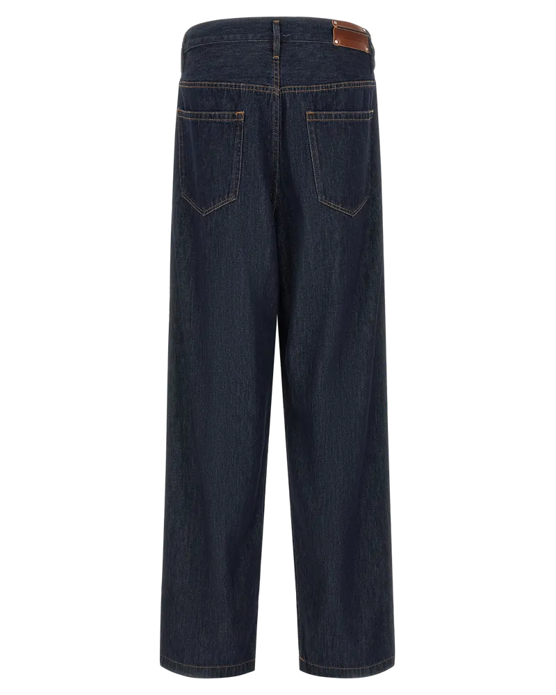 Dries van Noten Wide-Leg Cotton Jeans — Blue Blue