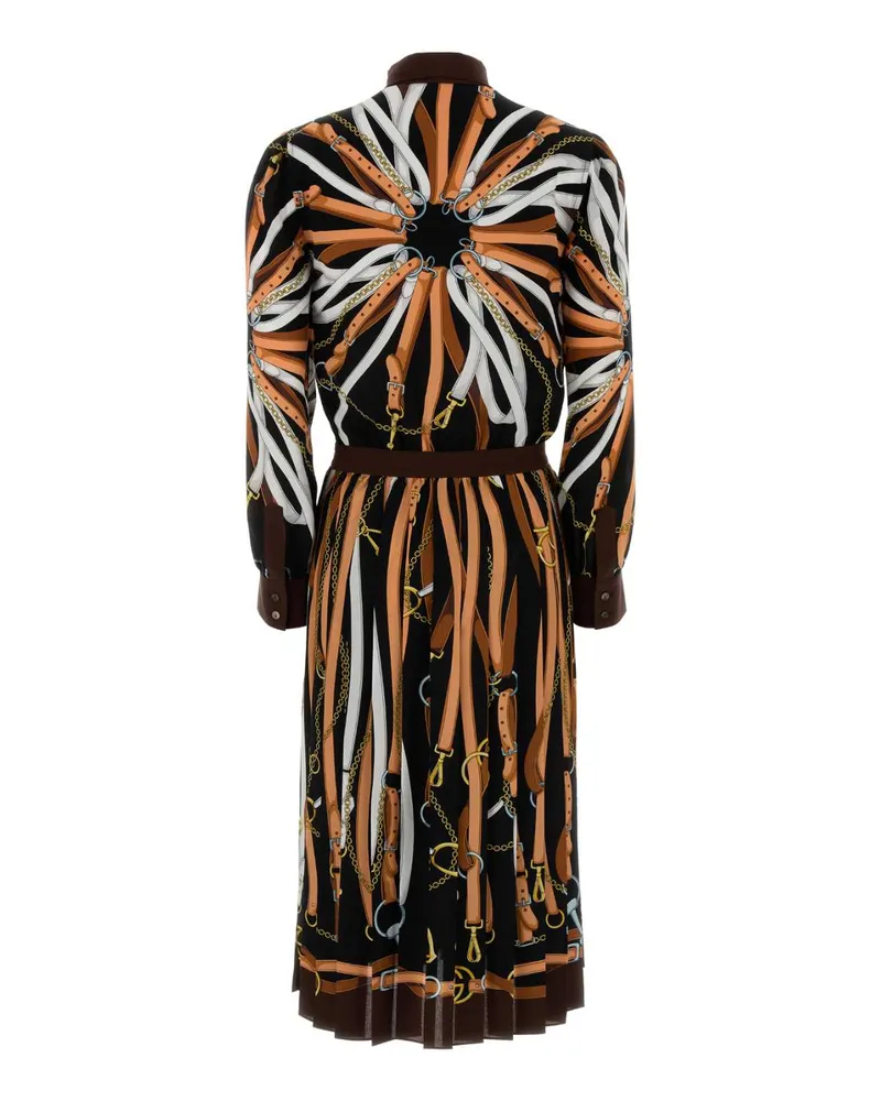 Gucci Women's Printed Silk Shirt Dress Blackbrownmc Exterior: Abiti Black