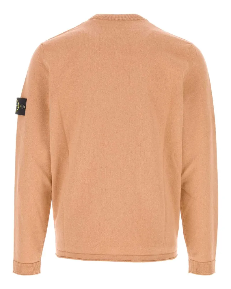 Stone Island Men's Pastel Orange Cotton Blend Sweater Plasterpink Exterior: Nylon Maglieria Orange