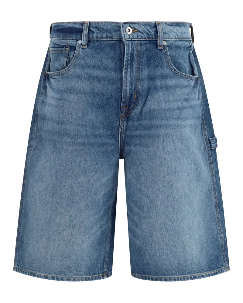 7 for all mankind Men's Shorts Wide-Leg Blue Cotton Bermuda Blue