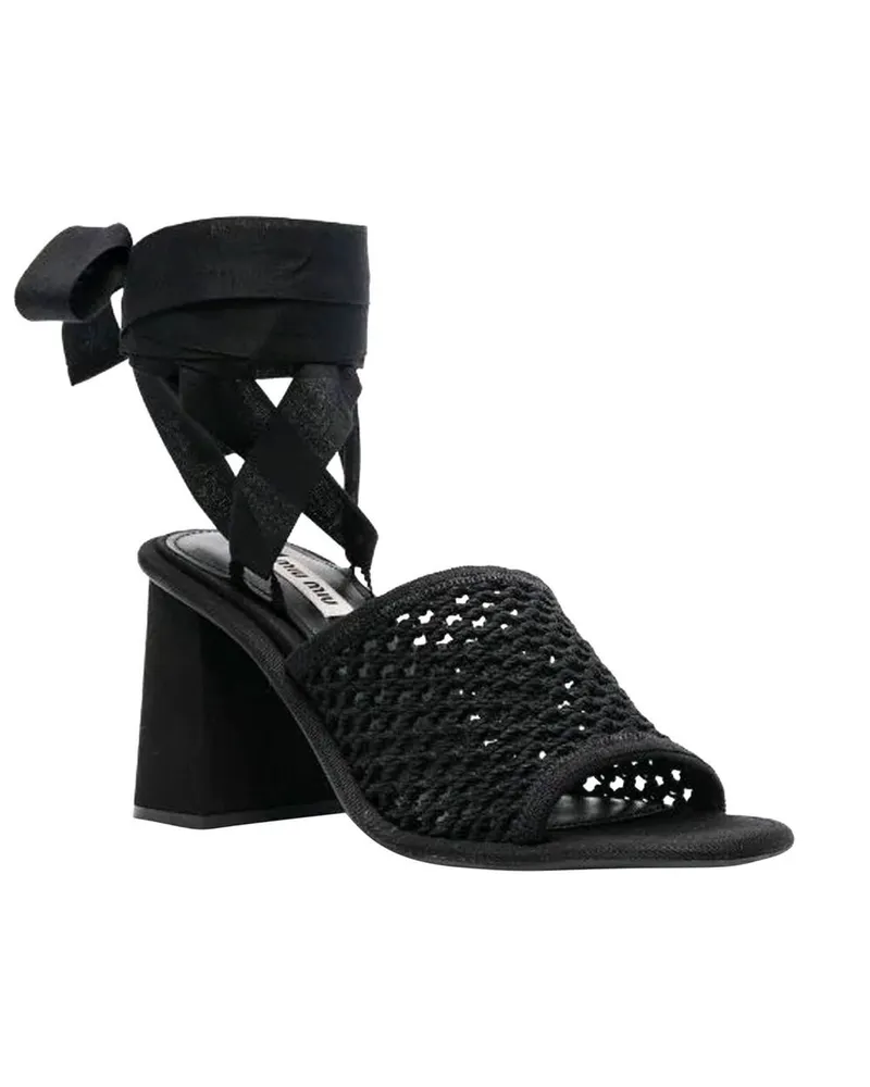 Miu Miu Women's Black Fabric Platform Sandals Black