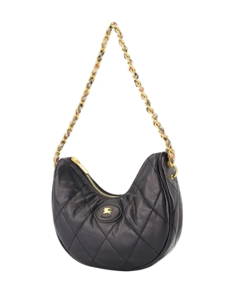 Burberry Women's Ll Horseshoe Chain Shoulder Bag -  Leather Black Lambskin Shoulder-Hobo-Bags Black