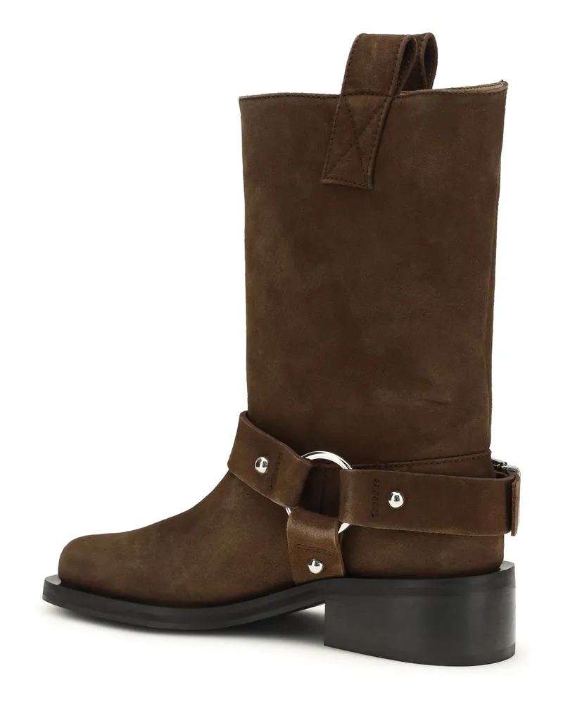 Ganni Women's Biker Boots Suede Chicory Coffee Calf Leather (bos Taurus Brown