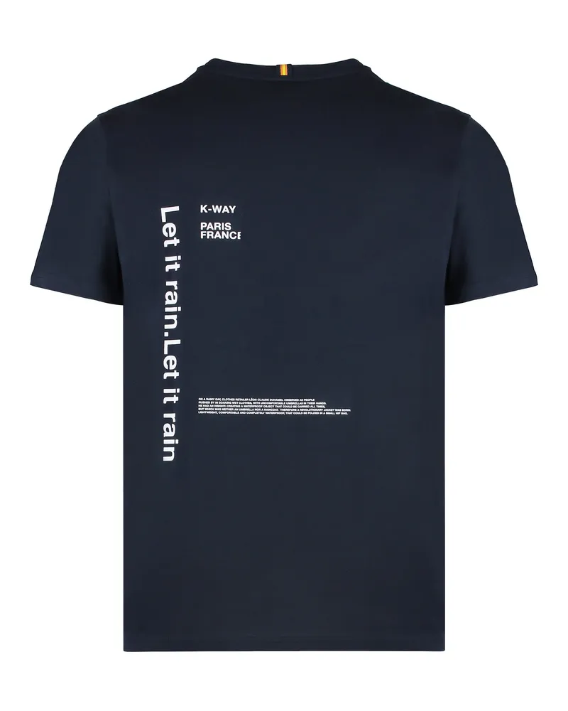 K-Way Men's Cotton Crew-Neck T-Shirt Blue T-Shirts And Polos Navy