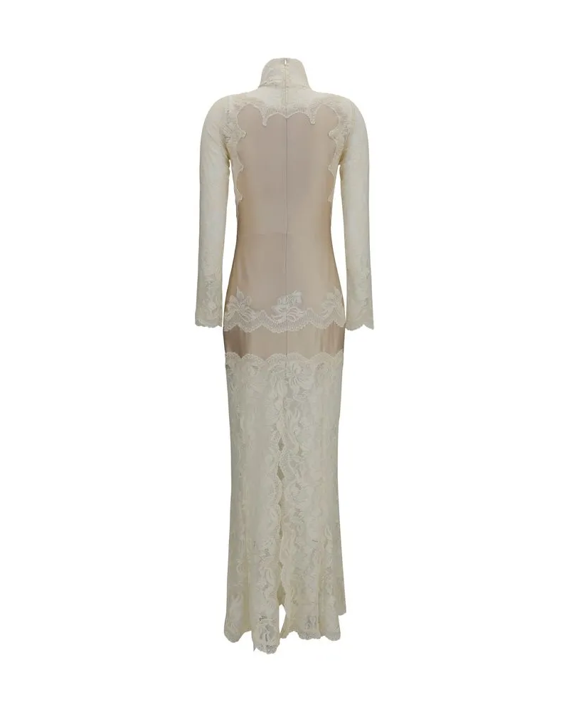Paco Rabanne Women Beige Polyamide Long Dress Beige